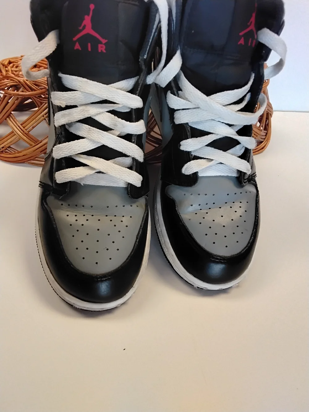 Jordan Men’s High-Top Sneakers - Black, Gray & Red Accent